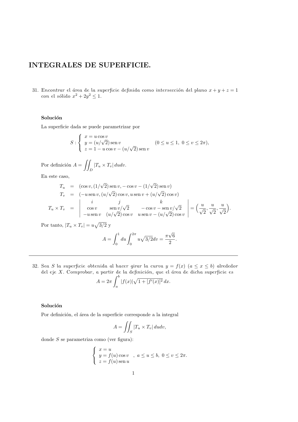 Ejercicios De Integrales De Superfie