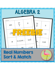 LESSON 4  Real Numbers Sort Match Activity