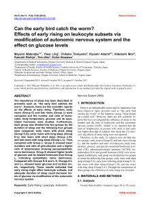 Effects of early rising on leukocyte subsets via modification of ANS & the effect on glucose levels