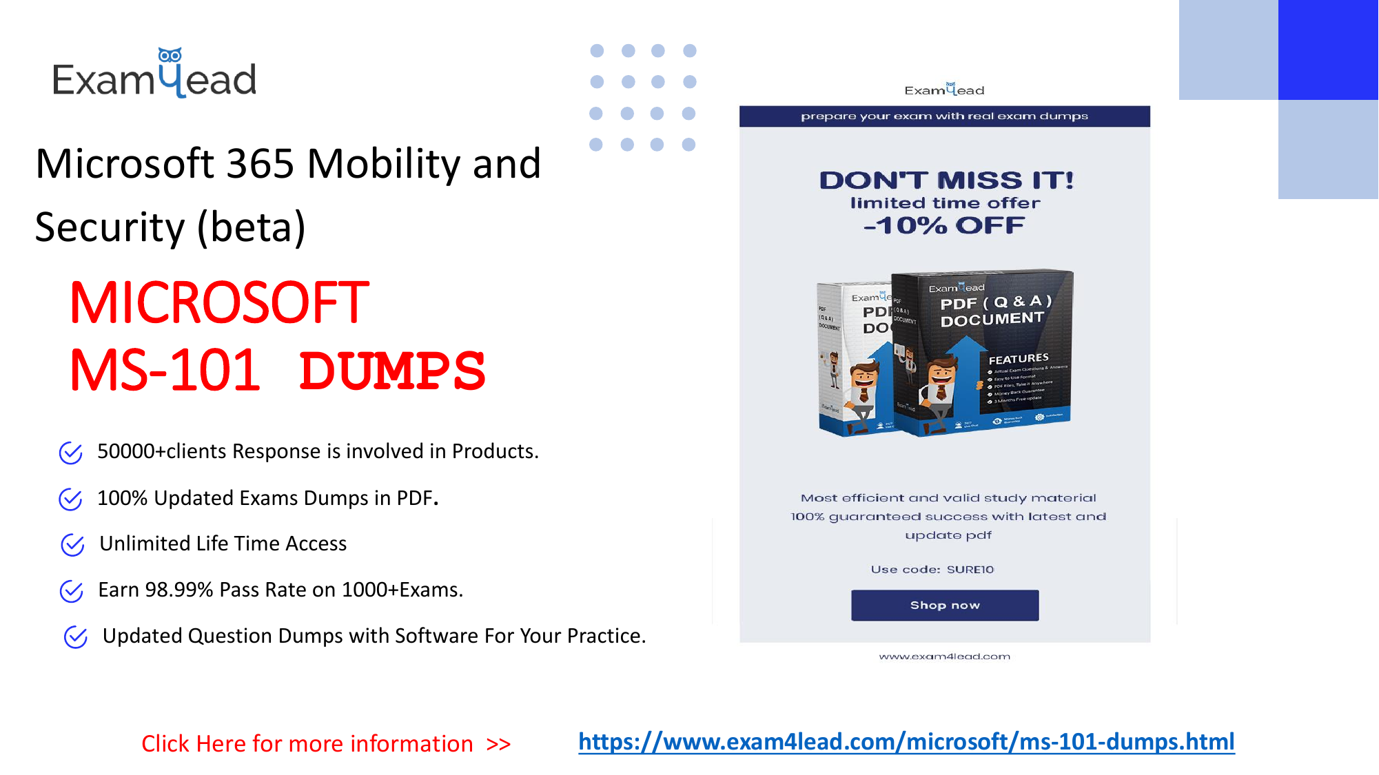 Download MS-101 Exam Dumps PDF - Exam4lead