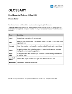 Glossary Excel Essential Training Office365