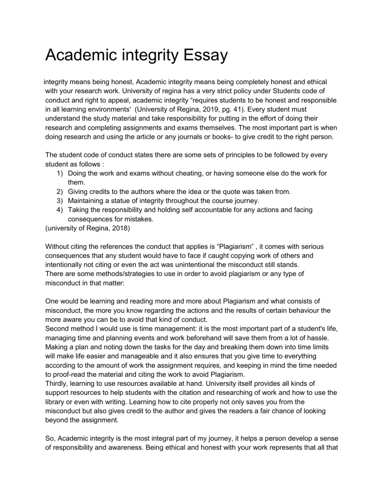 how to write an essay on academic integrity