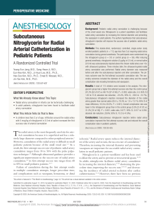 Subcutaneous Nitroglycerin for Radial Arterial Catheterization in Pediatric Patients