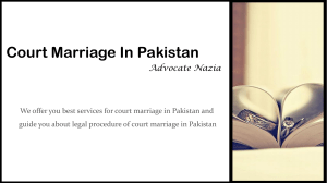 Legal Procedure Of Court Marriage In Pakistan