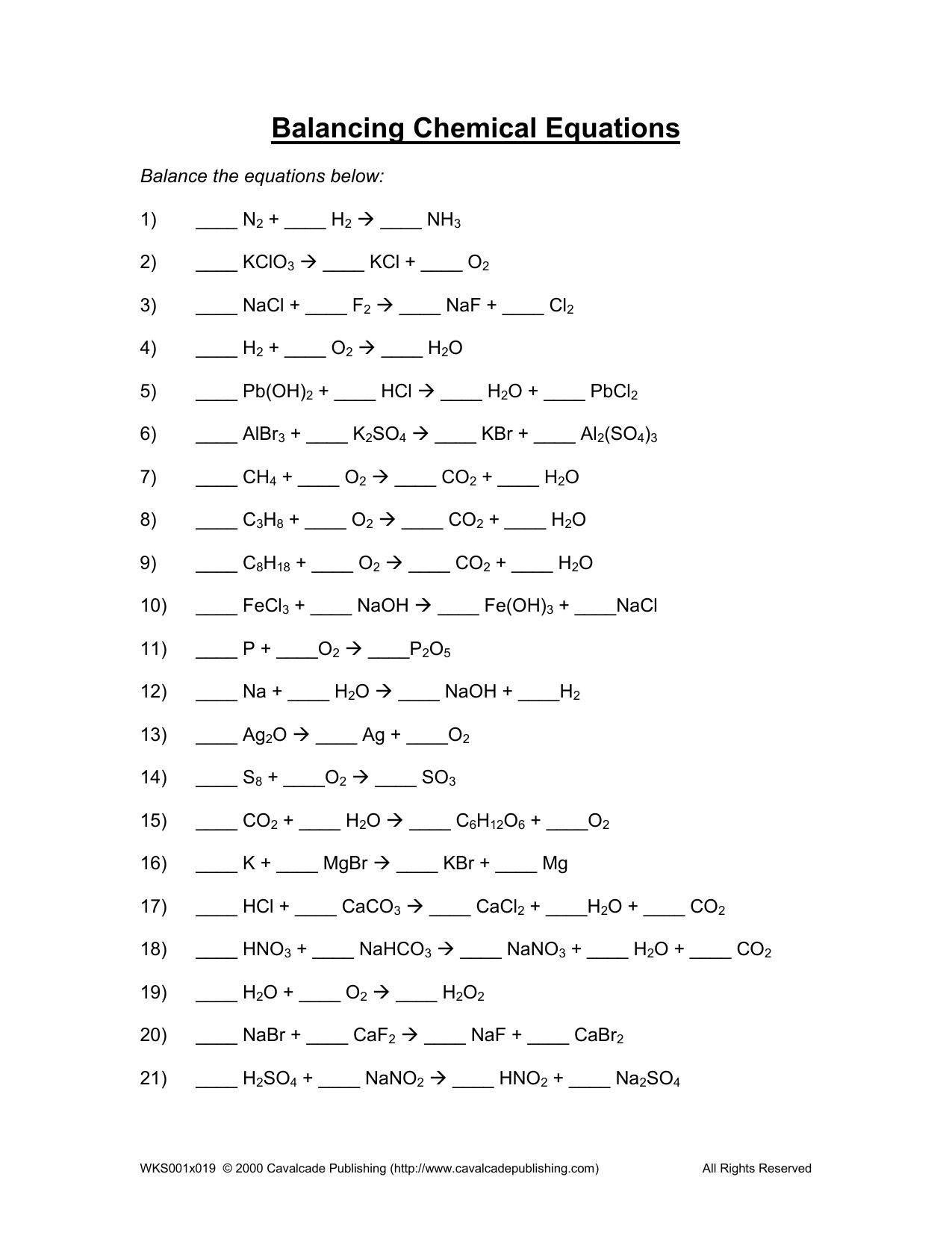 Balancing Equations 9 9 20