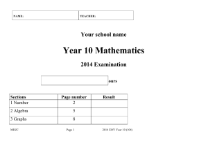 Exam 2014 Year 10( includes Answers at the bottom) 