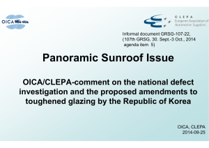 the national defect investigation and the proposed amendments to toughened glazing - Panoramic Sunroof Issue