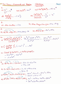 Test Review- Exponents & Algebra- Solutions