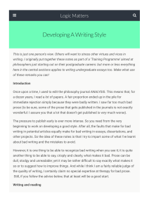 Developing a writing style - Logic Matters