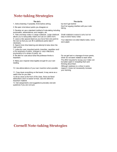 Cornell note taking suggestions