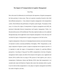 Transportation Impact on Logistics Management