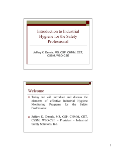 Introduction to Industrial Hygiene for Safety Professional 