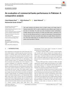 An evaluation of commercial banks performance in Pakistan A