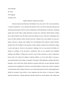 Research Paper- College Admissions