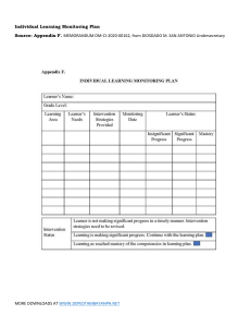 Individual Learning Monitoring Plan