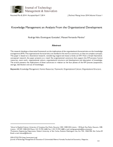 2014. Knowledge Management an Analysis From the Organizational Development