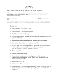 Application Form for Registration of an Imported Drug
