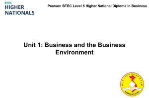 Lecture Slides - Introduction to Unit 1 Business and the Business Environment