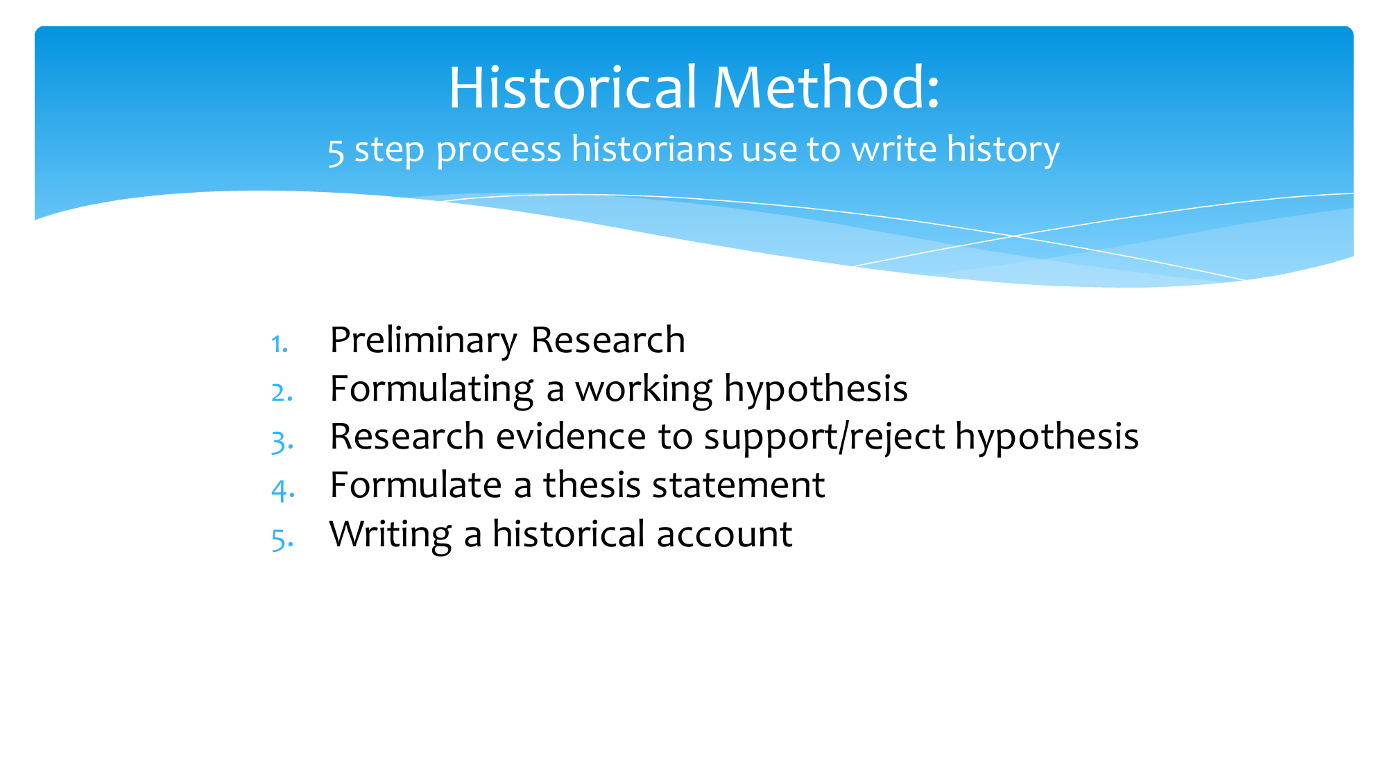 the traditional method of writing historical research