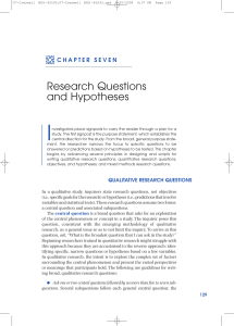 Research Questions and Hypothesis - Book Chapter