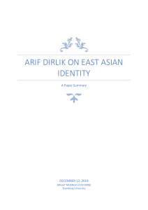 Arif Dirlik on East Asian Identity
