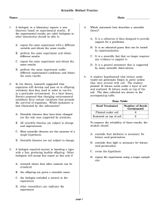 9 - Quiz Review - Scientific Method Regents Practice