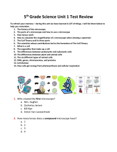 5th Grade Science Unit 1 Test Review
