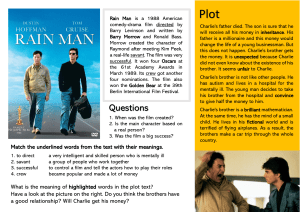 Rain Man film worksheet ESL A2