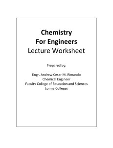 Chemistry for Engineers Worksheet