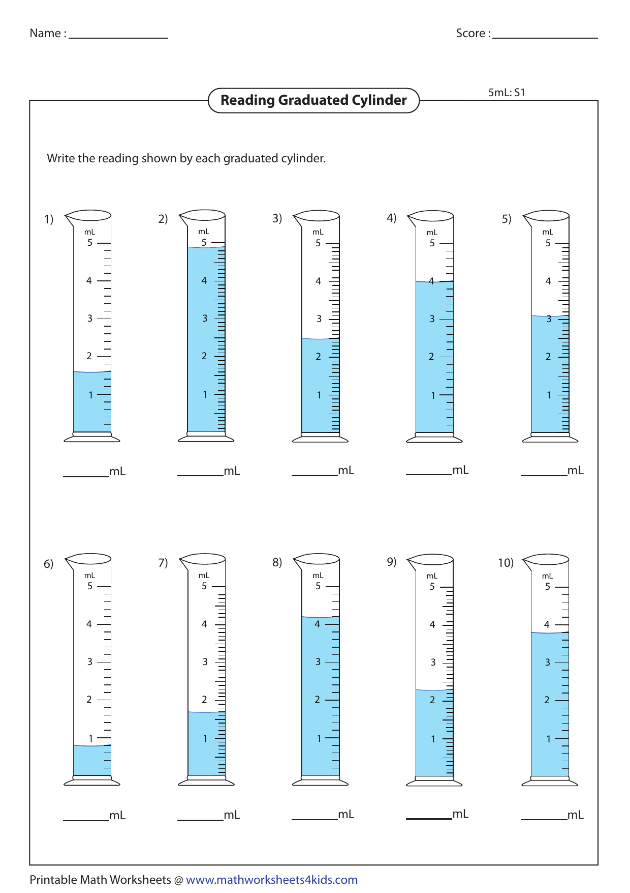 20 ml graduated cylinder ws only In Reading A Graduated Cylinder Worksheet