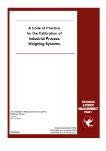 Code of Practice for the Calibration of Industrial Process Weighing Systems