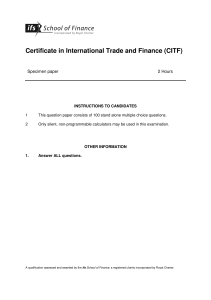 Certificate in International Trade and Finance