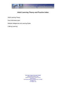 Adult Learning Theory and Practice