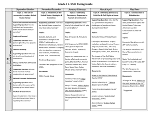 US History II Grade 11 Pacing guide 2020