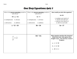  One step equations quiz