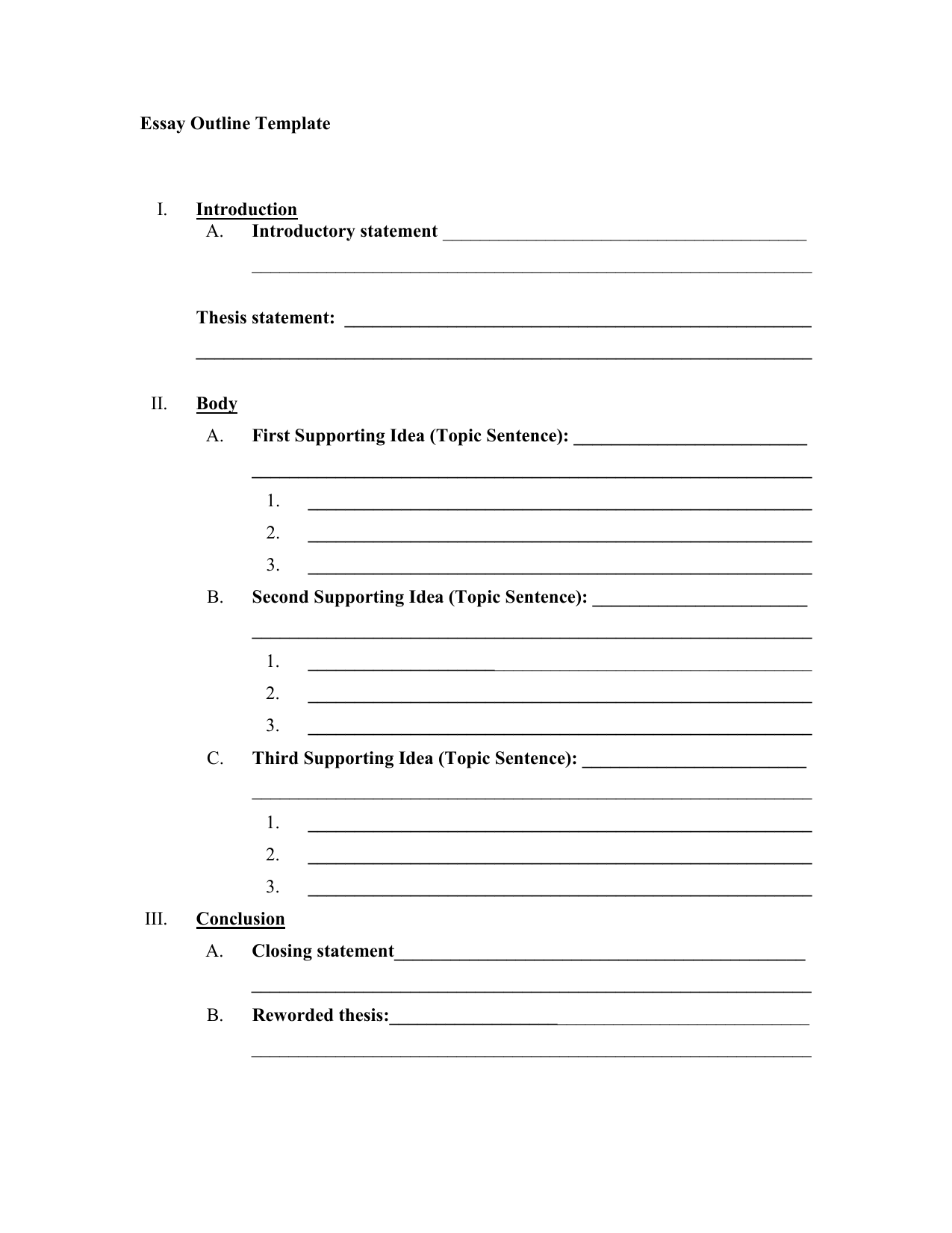 examples of essay outline templates