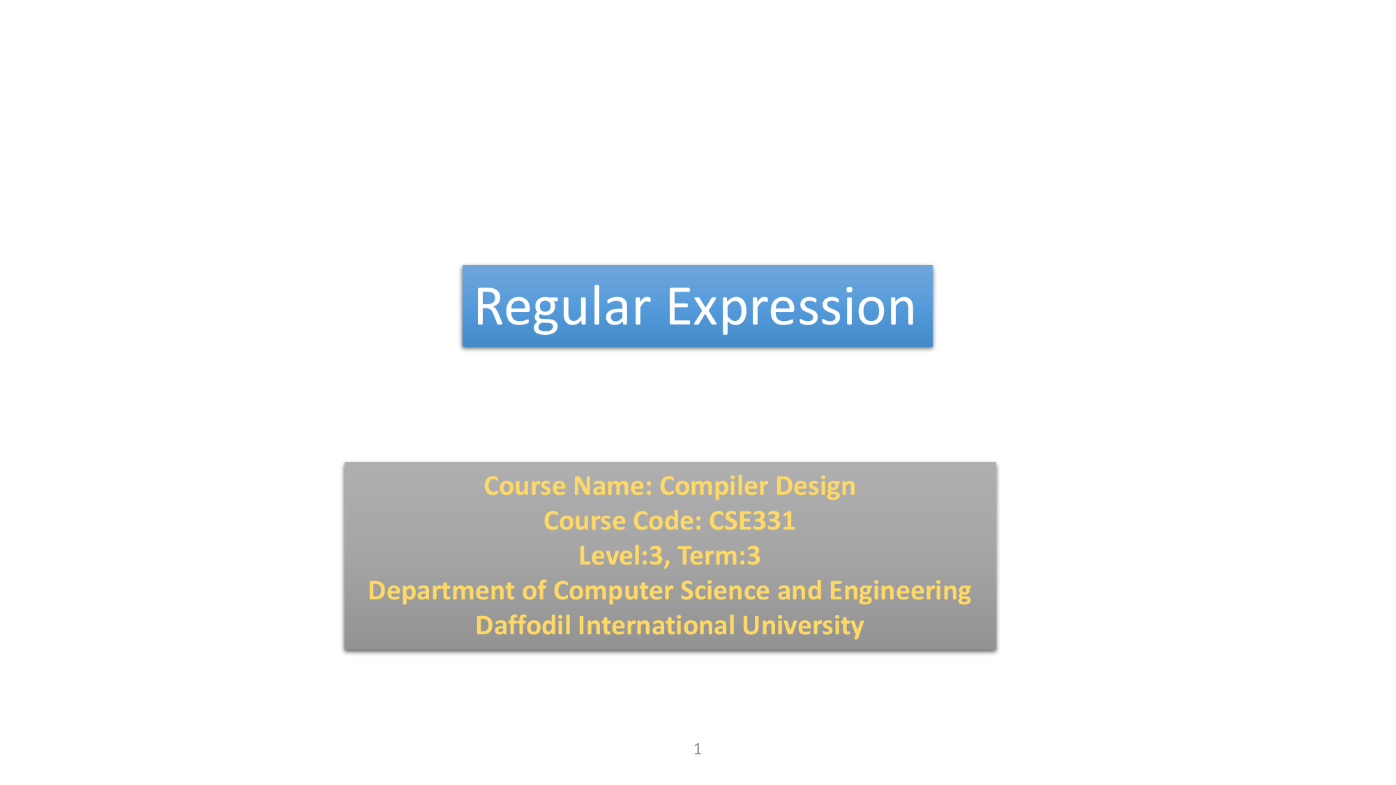 Purpose Of Regular Expression In Compiler Construction