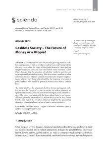 [23369205 - Journal of Central Banking Theory and Practice] Cashless Society – The Future of Money or a Utopia 