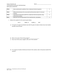 Limiting Reactant and Percent Yield worksheet with key