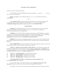 Owner-Contractor Agreement sample