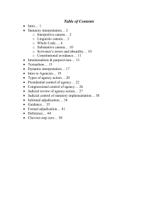 Legislation & Regulation: Statutory Interpretation & Agency Law