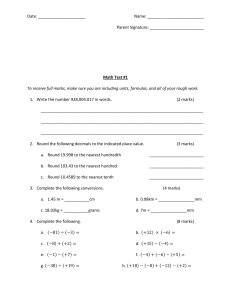 Math Test 1 - Middle Level