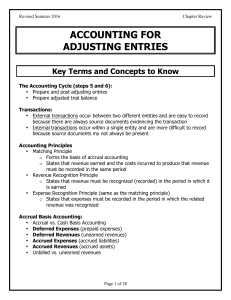 ACCOUNTING FOR ADJUSTING ENTRIES Key Ter