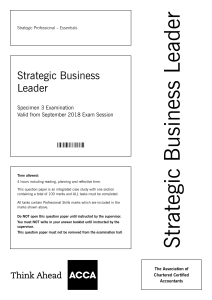 Strategic Business Leader Exam Paper: Nehby Company Case Study