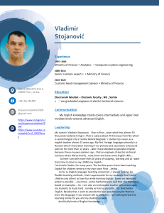 Resume CV Stojanovic Vladimir