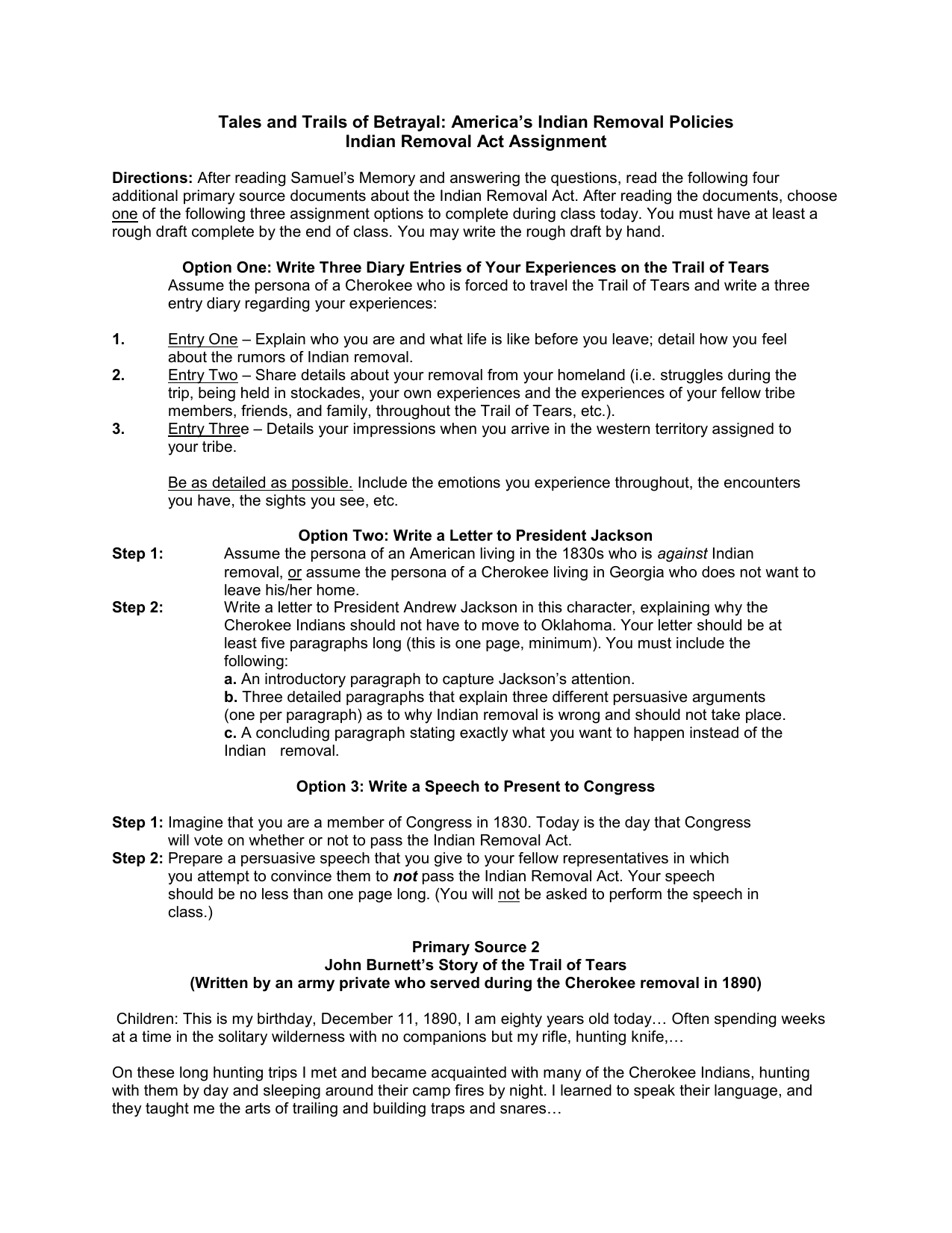 Jackson Indian Removal Worksheet In Trail Of Tears Worksheet