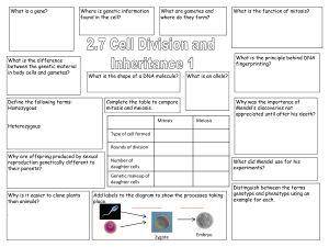 B2.7 Cell division and inheritance