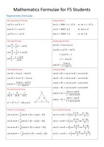 Mathematics Formulae for F5 Students