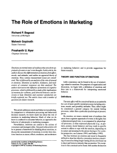 Bagozzi1999 Article TheRoleOfEmotionsInMarketing