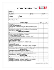 Class observation report